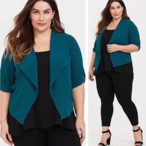 Torrid Teal Crepe Blazer